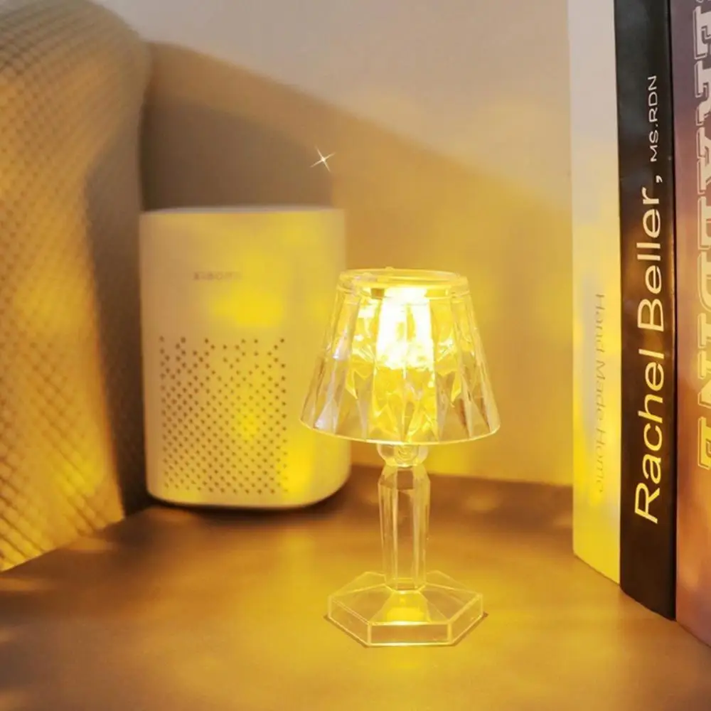 

Светодиодная настольная лампа со стразами, маленький акриловый ночник для детской комнаты, прикроватный светильник с кристаллами, теплый п...