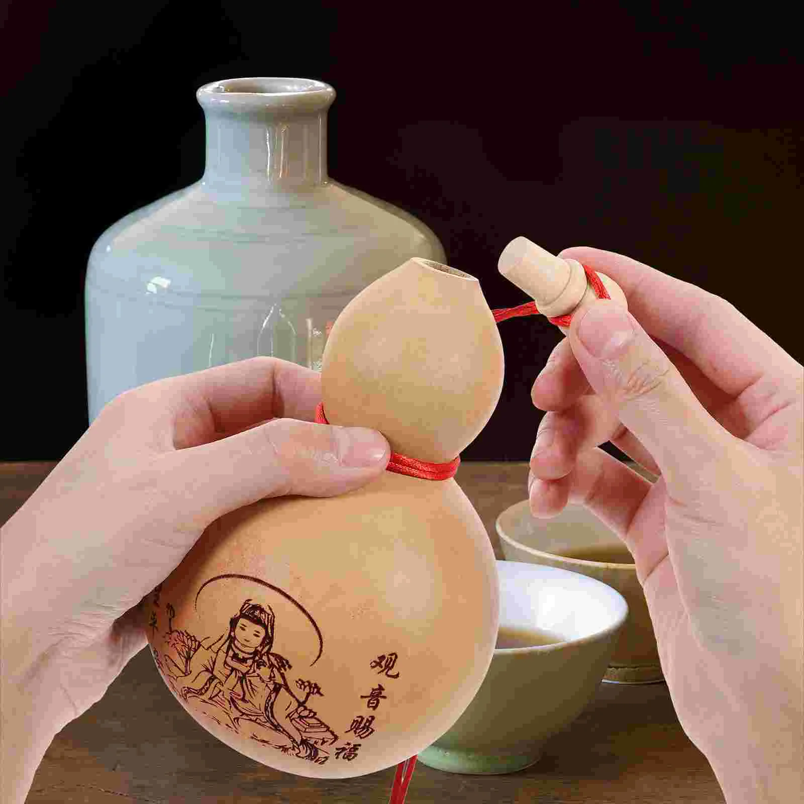 

Gourd Bottle Waternatural Wu Chinese Loujug Good Pot Container Drinking Lu Luck Hu Wealth Statue Storage Sake Japanese Calabash