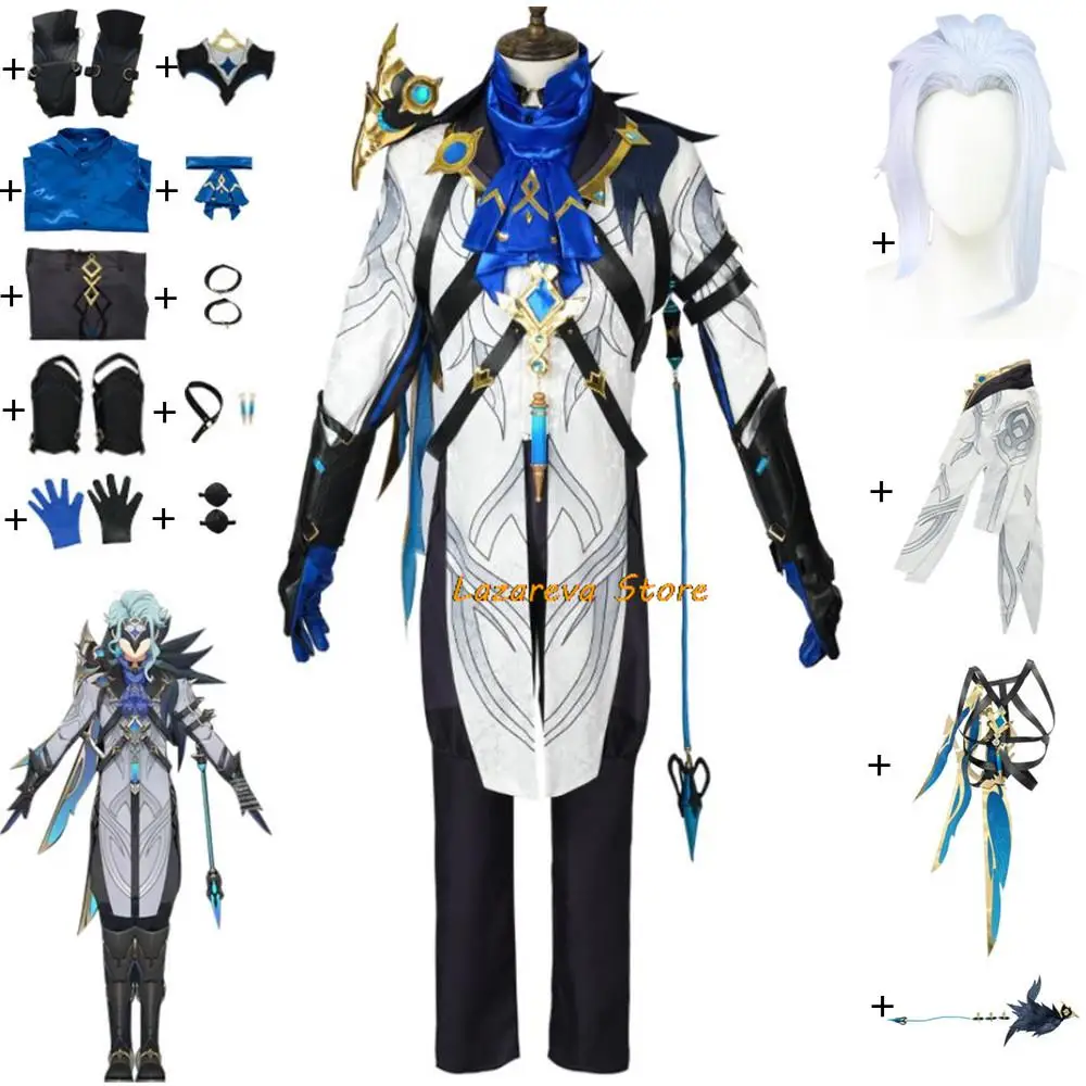 

Anime Game Genshin Impact II Dottore The Doctor Cosplay Costume Wig Snezhnaya Fatui Outfit Sumeru Halloween Adult Uniform Suit