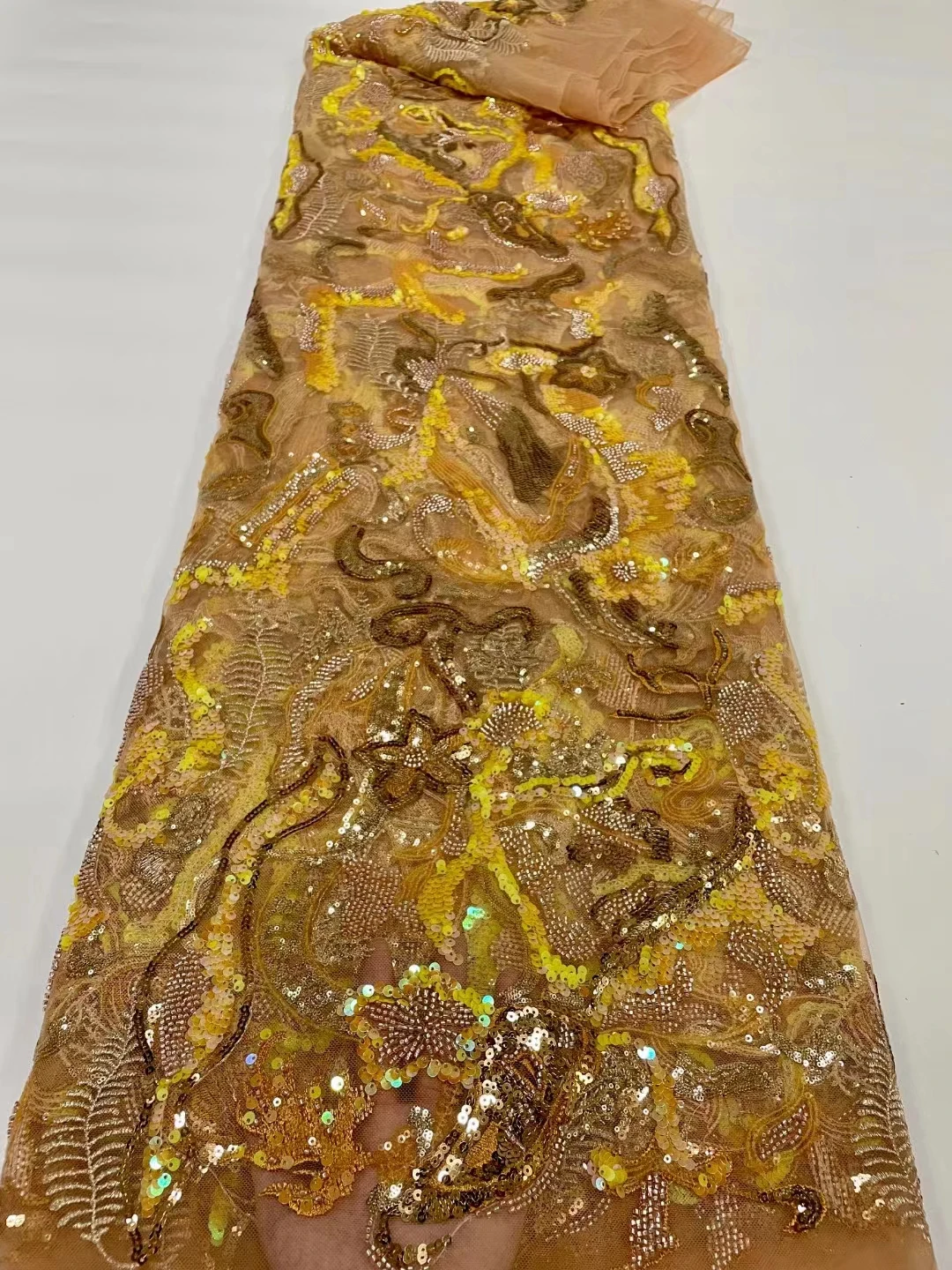 Новое Изысканное ламинированное вышитое блестками африканская кружевная ткань