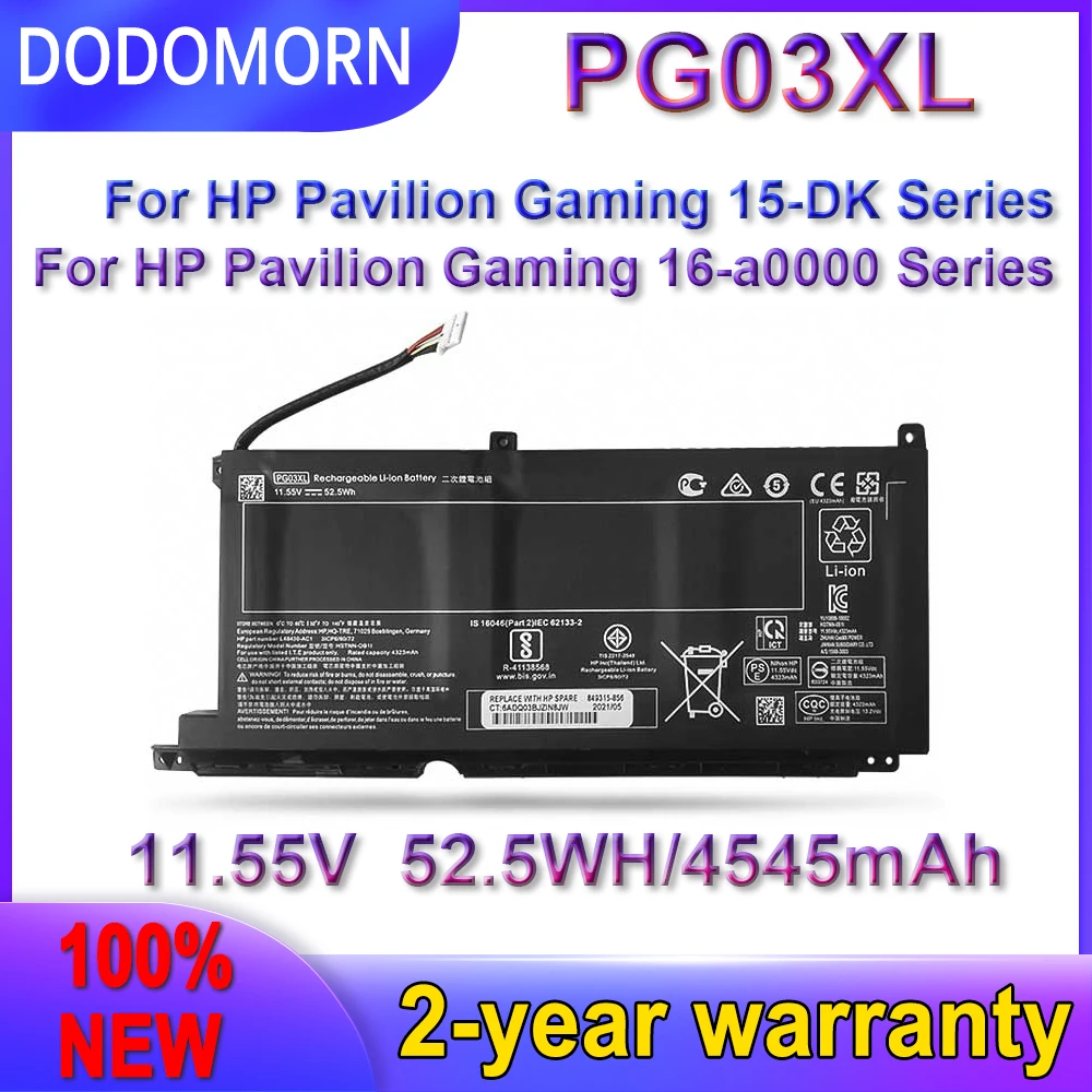DODOMORN новый аккумулятор PG03XL для HP Pavilion Gaming 15-DK dk0003nq 15-dk0020TX 15-ec 15-ec0000 OMEN 5X FPC52