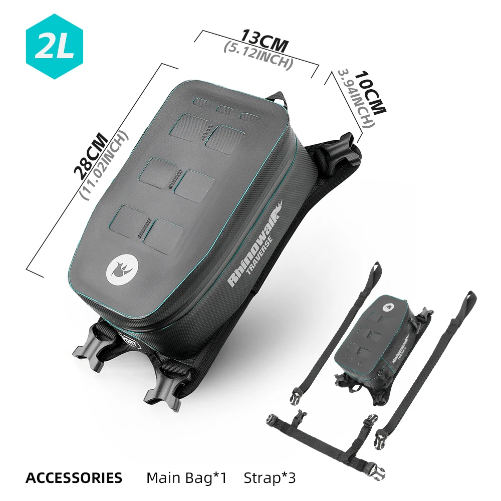 

Сумка на бак для мотоцикла Rhinowalk со съемным внутренним вкладышем MOLLE с верхним клапаном, 2 л, водонепроницаемая передняя часть двигателя