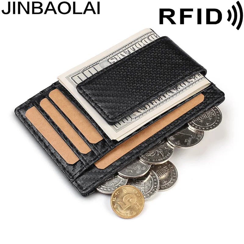 

Leather Ultra-thin RFID Card Holder Hot Fashion Short First Layer Leather Wallet Men/women Dollar Sandwich Leather Buckle Wallet
