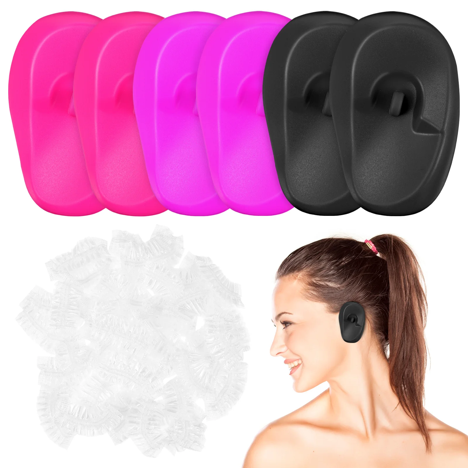 

Ear Covers Shower Hairprotector Caps Dye Cover Protectors Disposable Hairdressing Capsilicone Swimmingcoloring Bathing Bathroom