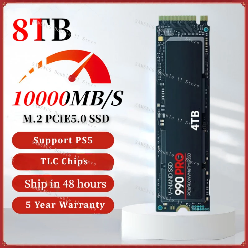 

Original 980PRO for PS5 SSD 8TB /2TB /4TB NVMe2.0 PCIe5.0 M.2 2280 Disk Drive 990PRO for Laptop Mini PC Computer Xbox Series x
