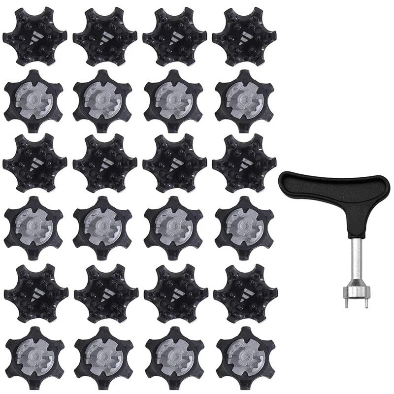 

25Pcs Easy To Change Studs, Universal Anti Skid Golf Shoes, With Golf Spike Wrench Two Pin Shoes Remover Replacement