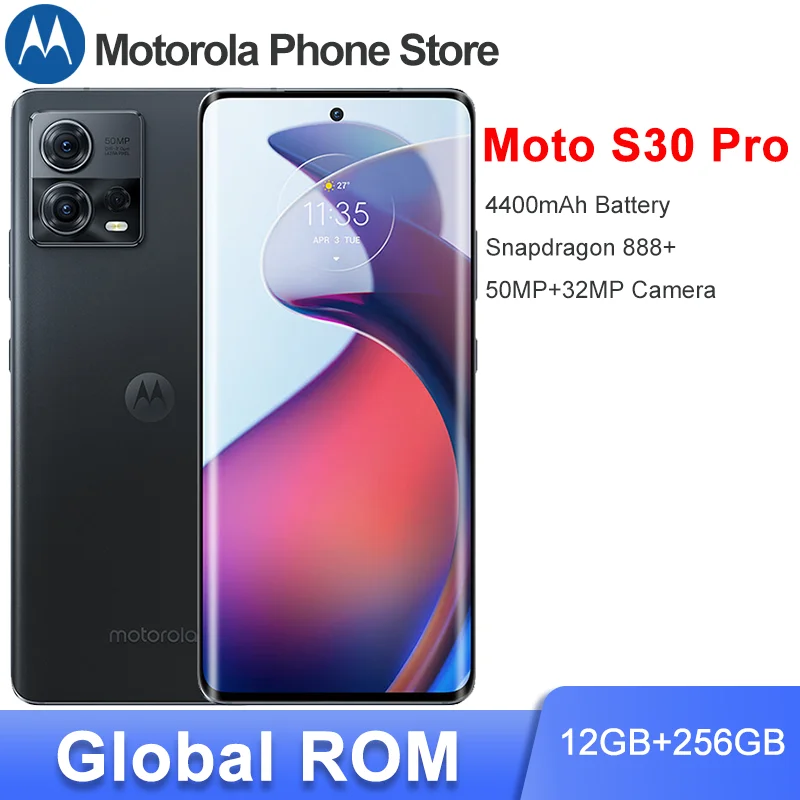 

Global ROM Motorola MOTO S30 Pro 5G Smartphone 256GB Snapdragon 888+ 50MP+32MP Camera 6.55" Screen 4400mAh Battery