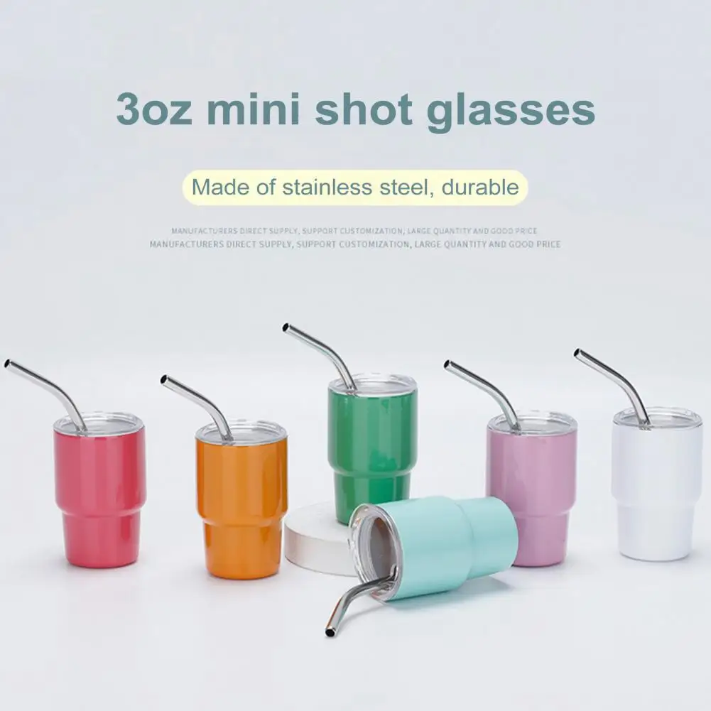 Стакан из нержавеющей стали стеклянная крышка с соломинкой 3 унции цветная