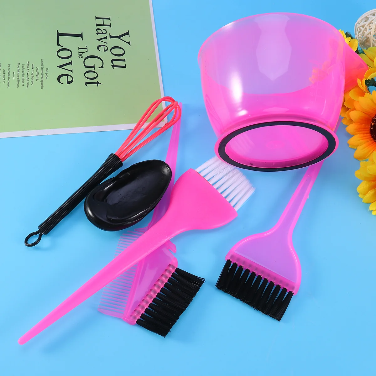 

6 Pcs Kits Hair Coloring Accessories Palette Bowl Tool Dyeing Tint Blending Brushes