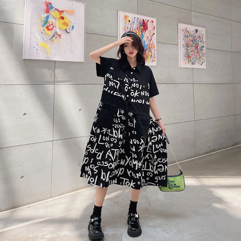 Женское длинное платье-поло NYFS свободное хлопковое платье в Корейском стиле с