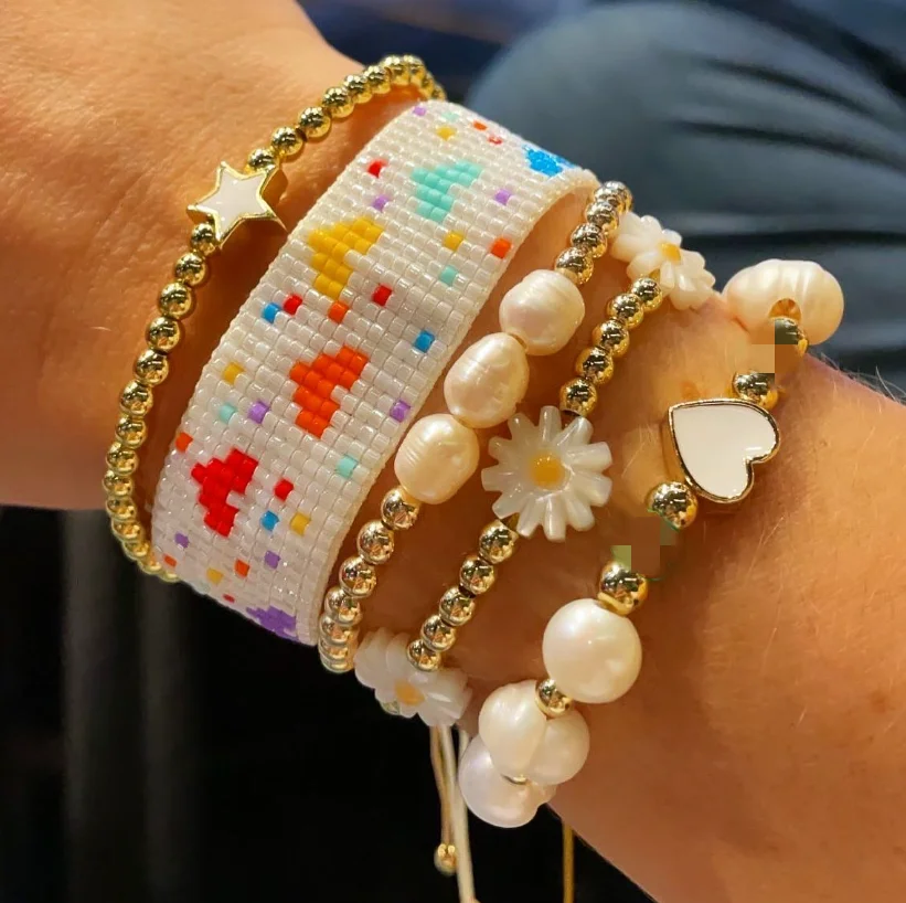 

Fashion flower star charm miyuki heart Adjustable set Bracelet For Women Jewelry Gift
