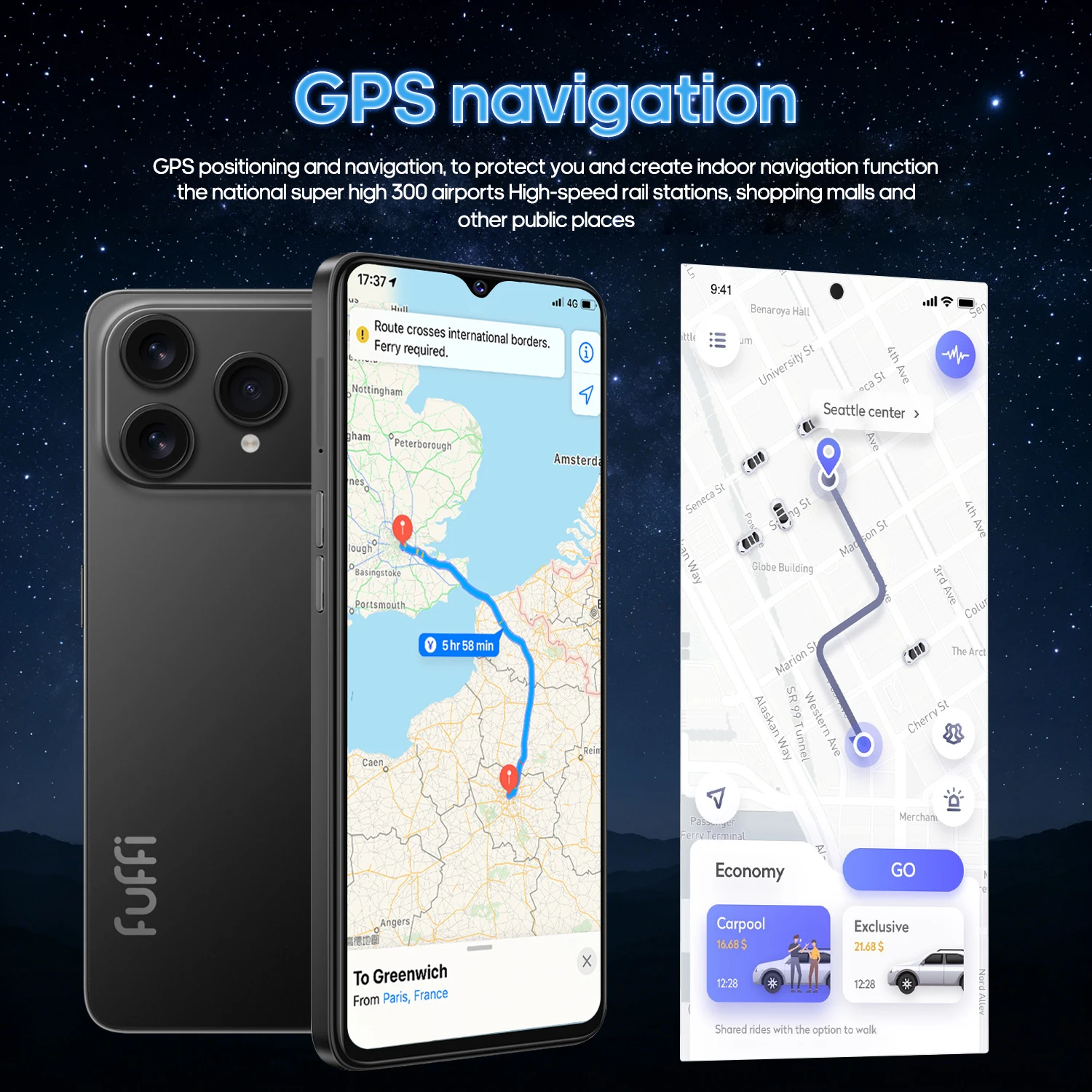 Смартфон FUFFI Global Vision M17 Pro Max, Android, 8 ГБ ОЗУ, 256 ГБ ПЗУ, 6,53-дюймовый экран, 24 МП + 48 МП, две SIM-карты, мобильные телефоны с поддержкой сети 4G (art.: 3920da59dc079) - 3920da59dc079