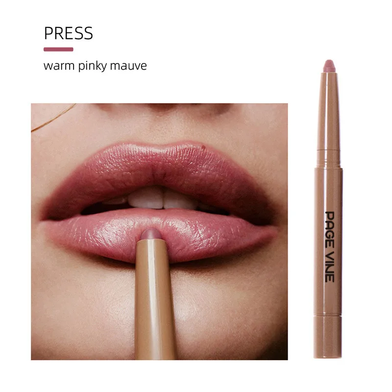 Фото Рекомендуемый блоггер, брендовый карандаш для губ, долговечный бархатный матовый, приятный для начинающих, сексуальный двусторонний шелковистый пептид, телесный карандаш для губ №5