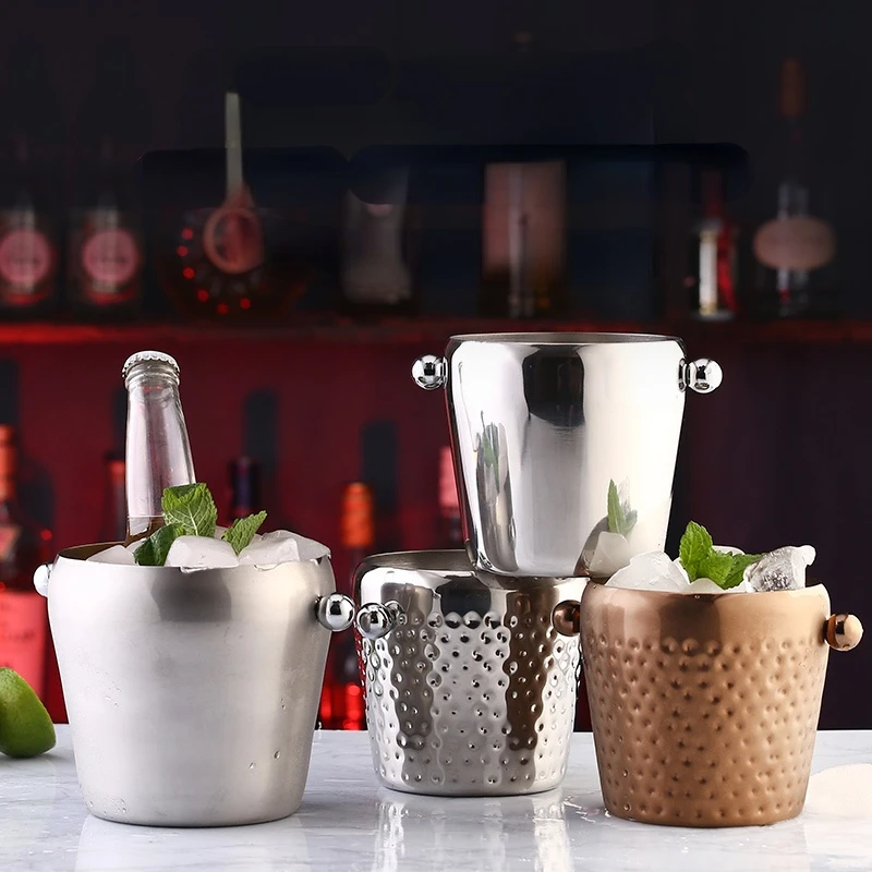 

Stainless Steel Ice Bucket Thickened Bar European-style Champagne Bucket Ice Beer Bucket High Appearance Level Home Commercial