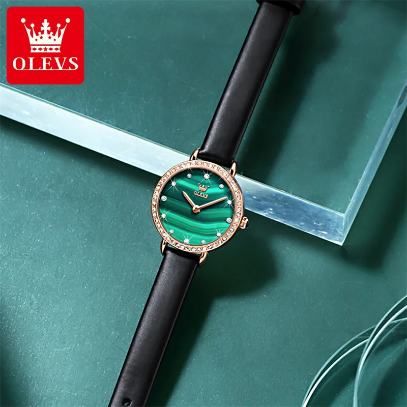 OLEVS Fashion Imported Movement Small Dial Quartz Watches Women Top Brand Luxury Diamond Leather Strap Waterproof Ladies Watch