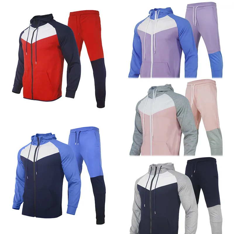 

New men's spring and autumn sportswear two-piece jacket trousers men's sportswear color-blocking casual jogging suit M--3XL