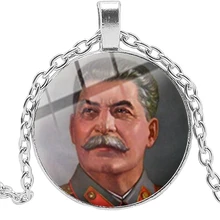 CCCP Russia National Emblem Communist Symbol Silver Plated Glass Necklace USSR Soviet Union Badge Pendant Sickle Hammer