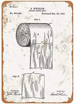 Vntge Tn Metl Sgn Tolet Pper Roll Ptent 8X12nches-20X30Cm Grden Wll Декор Открытый Забавный Fshon Dnnng Комната Street Mn