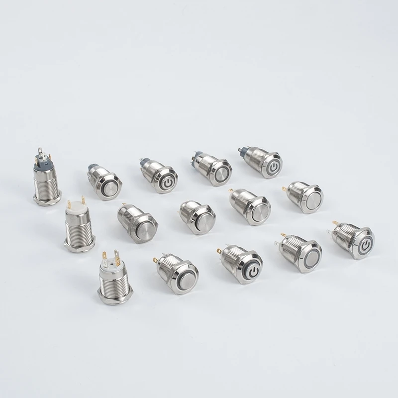 Металлический кнопочный переключатель диаметром 12 мм самоблокирующийся сброс