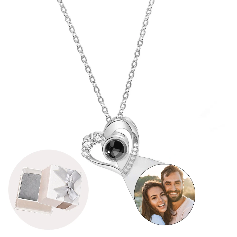Custom Projection Necklace Personalized Picture Heart Pendant  Memorial Photo Bridesmaid Jewelry Trendy Best Valentine's Gift