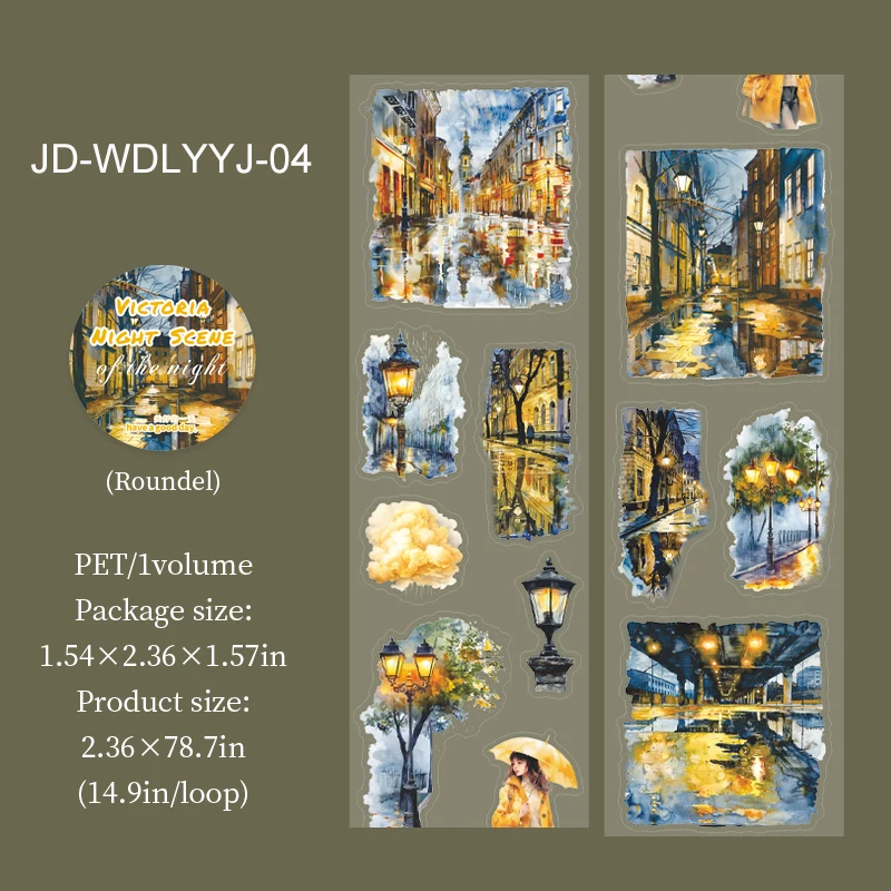 

Винтажная уличная пейзажная ПЭТ-лента Victoria Night Scene Series JD-WDLYYJ-01