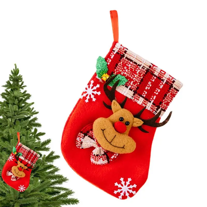 

Рождественские чулки Gnome, классические большие 3D чулки, подвесные украшения с изображением снеговика, Санта-Клауса, лося, рождественские подарки