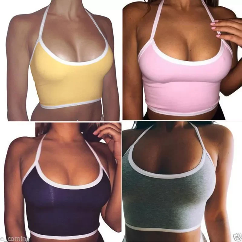 

Vogue 2020 Sexy Crop Tops For Women Halter Fitness Tight Bustier Strappy Skinny T-Shirt Girl Dance Cropped Tops Vest Tank Tops