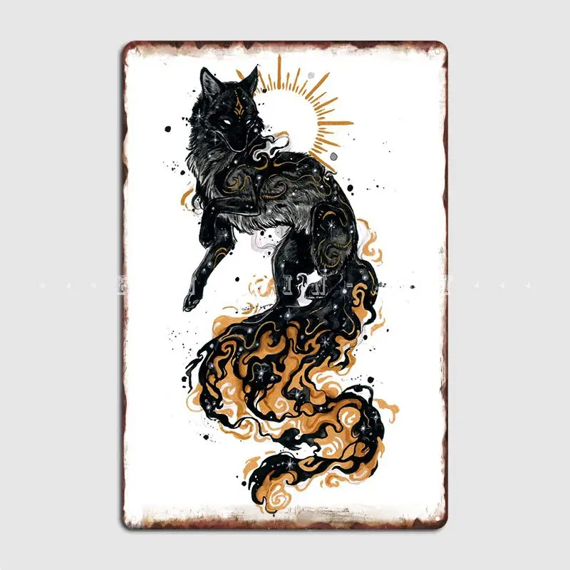 

Fox Fires Metal Sign Wall Mural Pub Garage Wall Decor Decoration Tin Sign Poster