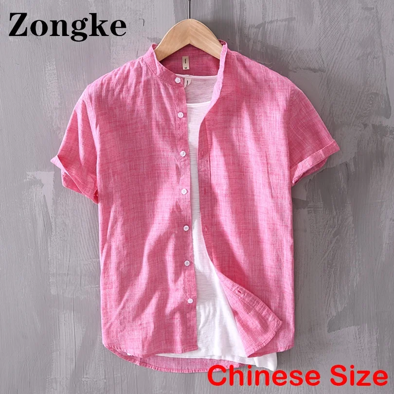 

Рубашка Zongke с коротким рукавом, мужская летняя одежда, корейские модные мужские футболки, блузки в стиле Харадзюку, китайские размеры 2XL, Нов...