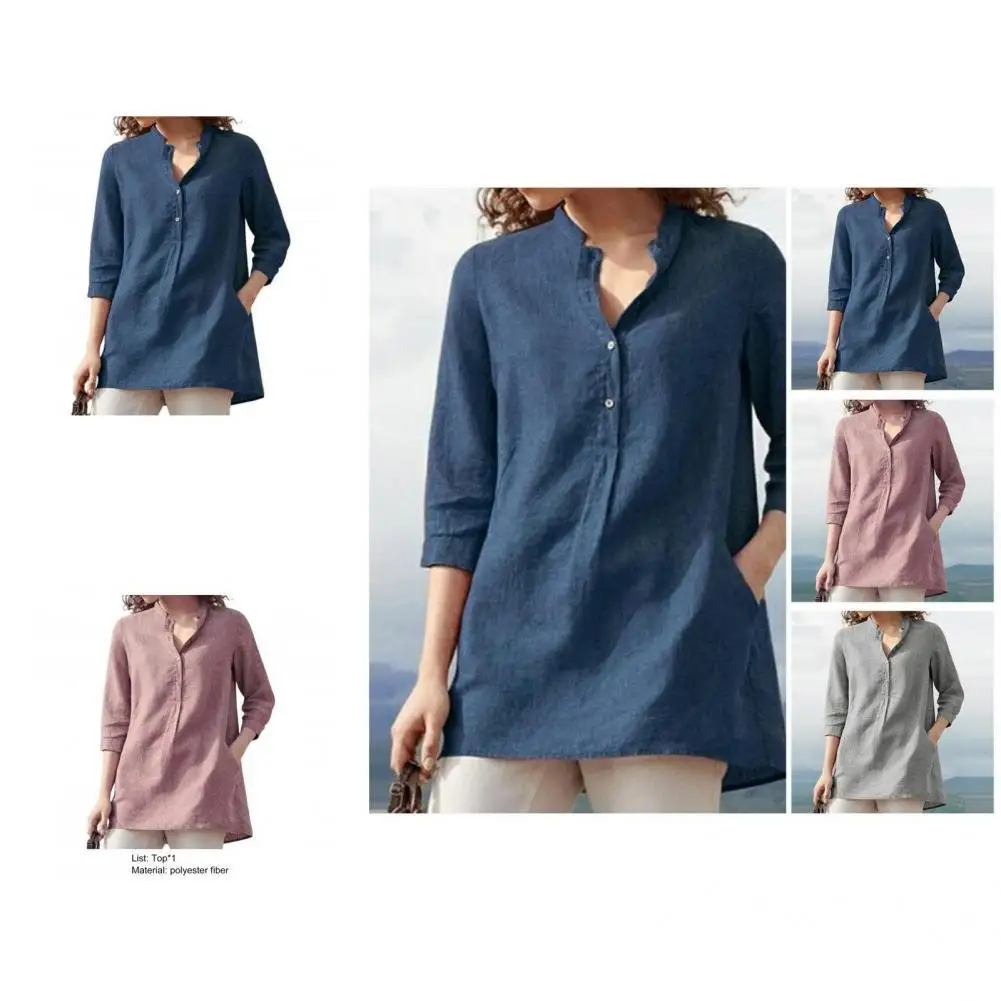 

Simple Great Great Stitching Spring Blouse Stand Collar Lady Top Wear-resistant for School