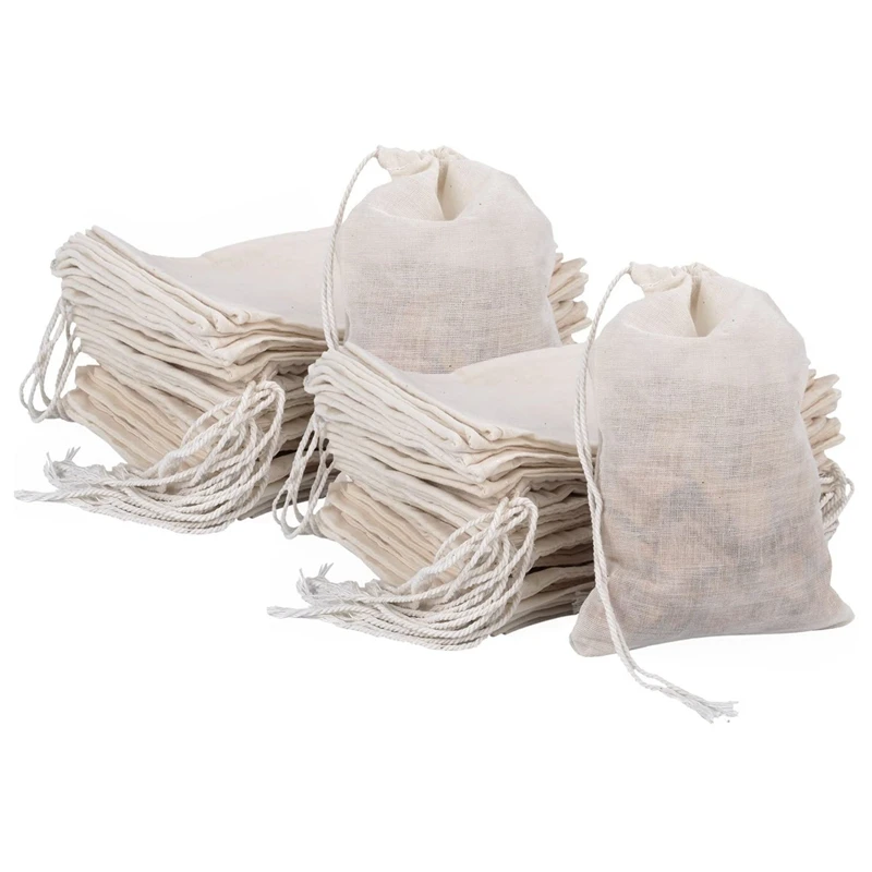 

50 Pieces Drawstring Cotton Bags Muslin Bags Tea Brew Bags For Home Supplies(4 X 6 Inches)