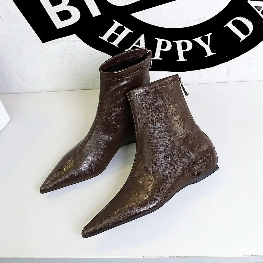 Ботинки BIGTREE коллекция 2024 зимняя мода женские ботильоны с острым носком