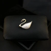 micro inlaid zirconium gilded swan brooch exquisite high end stylish pin elegant graceful corsage women suit jewelry pins gifts