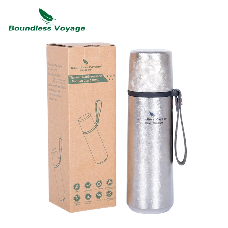 Boundless Voyage 510ml Titanium Vacuum Cup Thermos Bottle Insulated Hot Cold Water Bottle Outdoor Cycling Hiking Vacuum Flask
