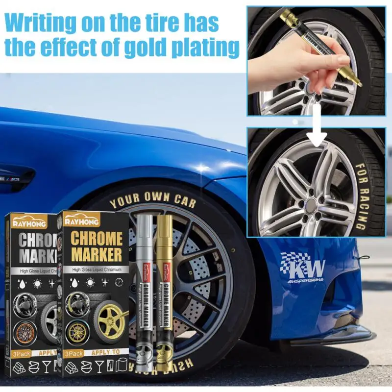

3PC car DIY plating inscription pen tire graffiti personalized color modification painting convenient plating inscription pen