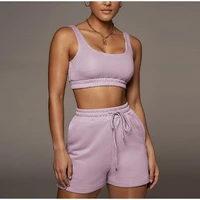 2022 women 2pcs yoga suit new arrival sleeveless sling workout gym running sports bra stretch vest shorts female athletic set