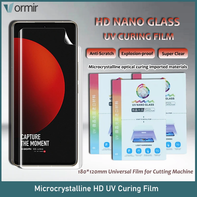 Vormir 50pcs NANO Glass UV Film for Hydrogel Movies Cutting Machine Mobile Phone Curved Screen Protectors for S23 ultra