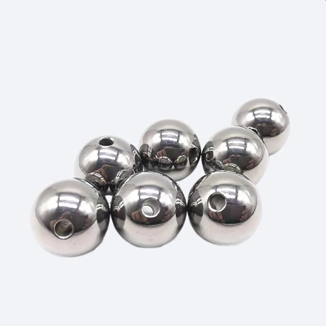 Купи 1Pcs Stainless Steel Ball 14mm-60mm Through Mail Eye Loose Bead DIY Accessories Perforation Drilling Solid Steel Ball за 44 рублей в магазине AliExpress
