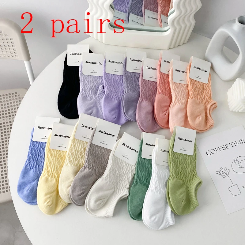 

Cream socks women's short tube shallow mouth socks solid color Japanese girl candy color cotton socks