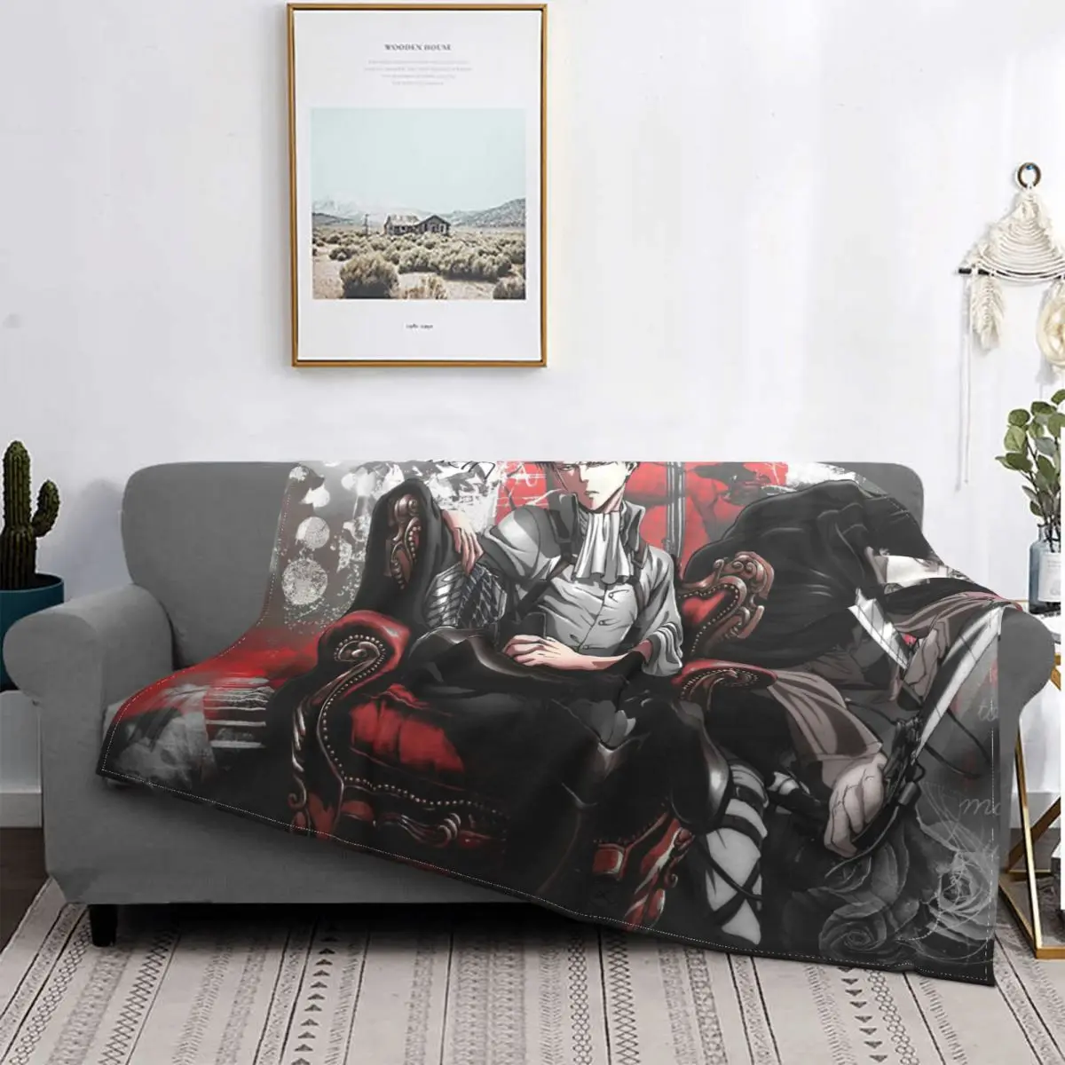 

3D Printing Attack on Titan AOT Anime Blanket Flannel Winter Portable Blanket for Bedding Car Bed Cover