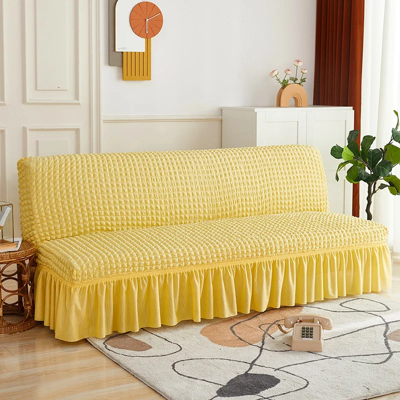Однотонный чехол для дивана без подлокотников эластичный жаккардовый гостиной