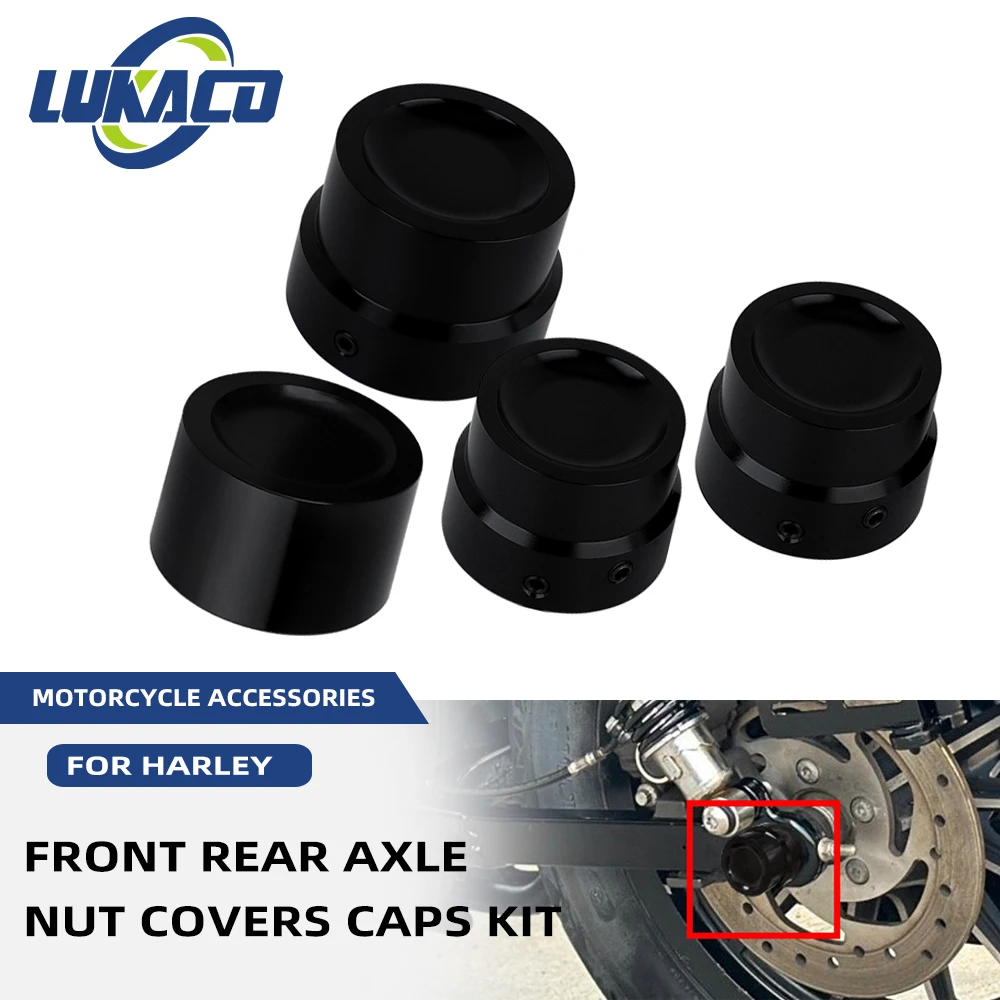 

Motorcycle Front Rear Axle Nut Covers Caps Kit For Harley Sportster 883 1200 Touring Dyna Road King Softail Fat Bob Breakout