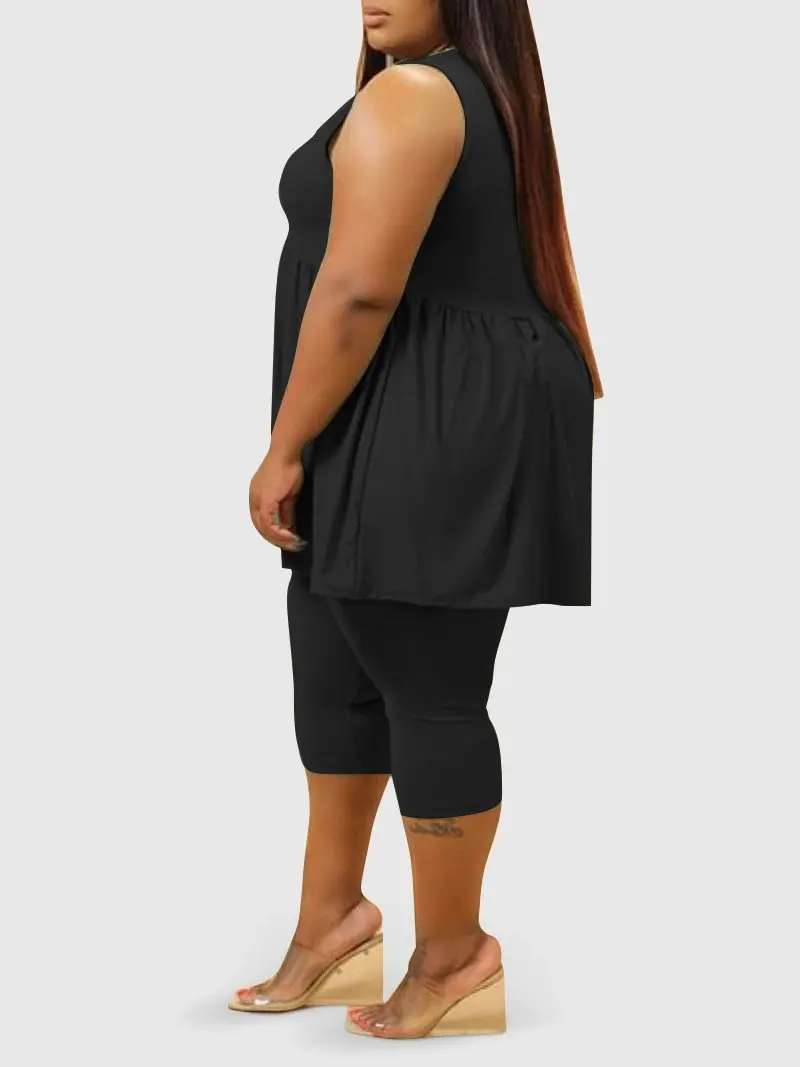 Plus Size Vest Pants Suit Solid Color Fashion Casual Large Size Women's Two-piece Suit Commuter Plus Size 2 Piece Set Women