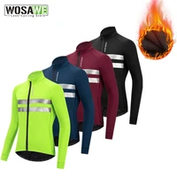 wosawe men cycling jackets thermal fleece cycling windproof waterproof clothing for autumn winter sports coat long jersey m 3xl