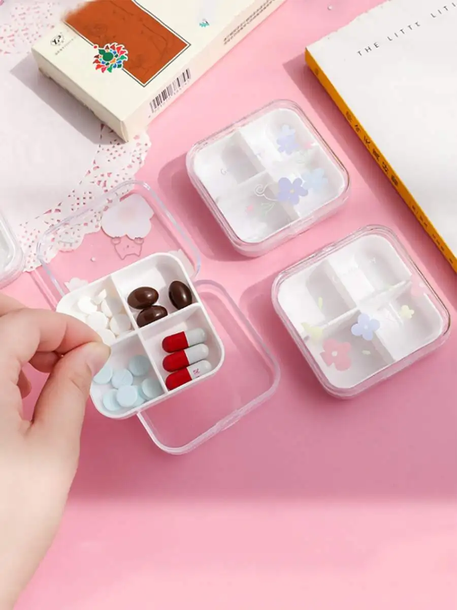 

1 шт. коробка для хранения таблеток с цветочным принтом