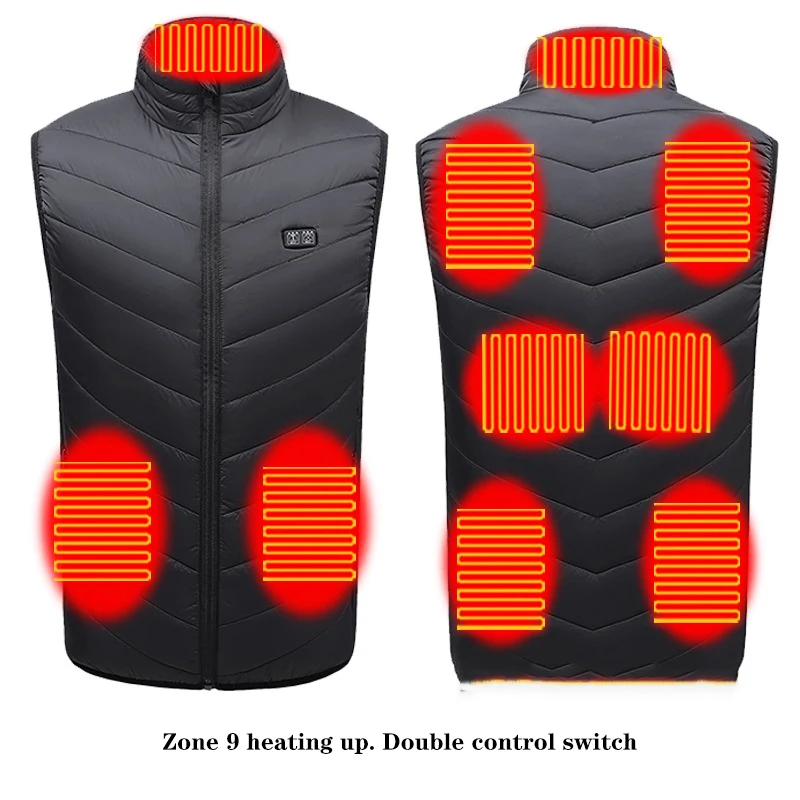 

9-11area Intelligent charging heating vest USB heating vest for men and women electric vest down cotton jacket outdoor skiing