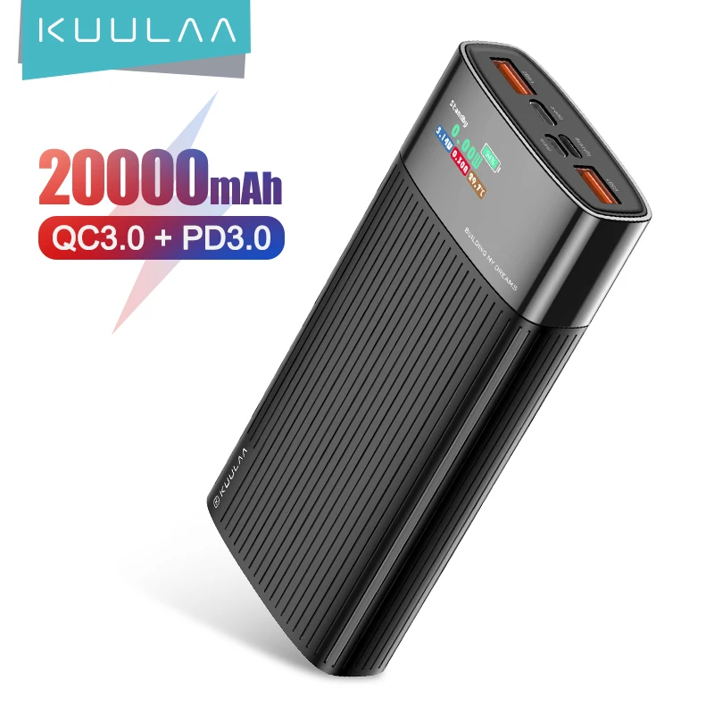 Фото Внешний аккумулятор KUULAA с цифровым дисплеем 20000 мАч QC PD 3 0 быстрая зарядка внешнее