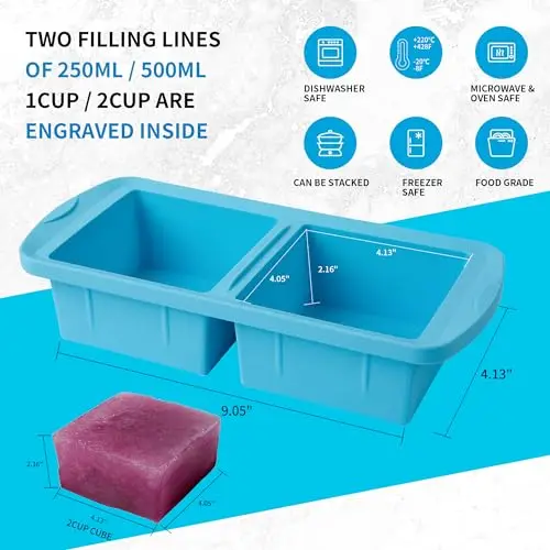 

Силиконовый контейнер для заморозки супов 1 2 4 чашки с крышками