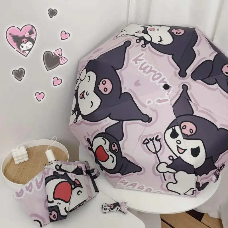 

2023 Sanrio Kuromi зонт от солнца и дождя с милым мультяшным принтом складной автоматический студенческий с защитой от УФ-лучей подарок для девушки