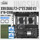 JINGSHA X99 dual F2 CPU motherboard Комплект материнская плата набор пк с Intel Xeon E5 2680 V3, двойной ЦПУ + 8 * DDR4 16 Гб 2133MH ECC REG, комбинированная Серверная материнская плата